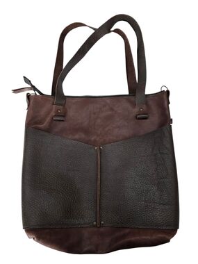 Handmade Two-Tone Dark Brown Leather Tote Bag